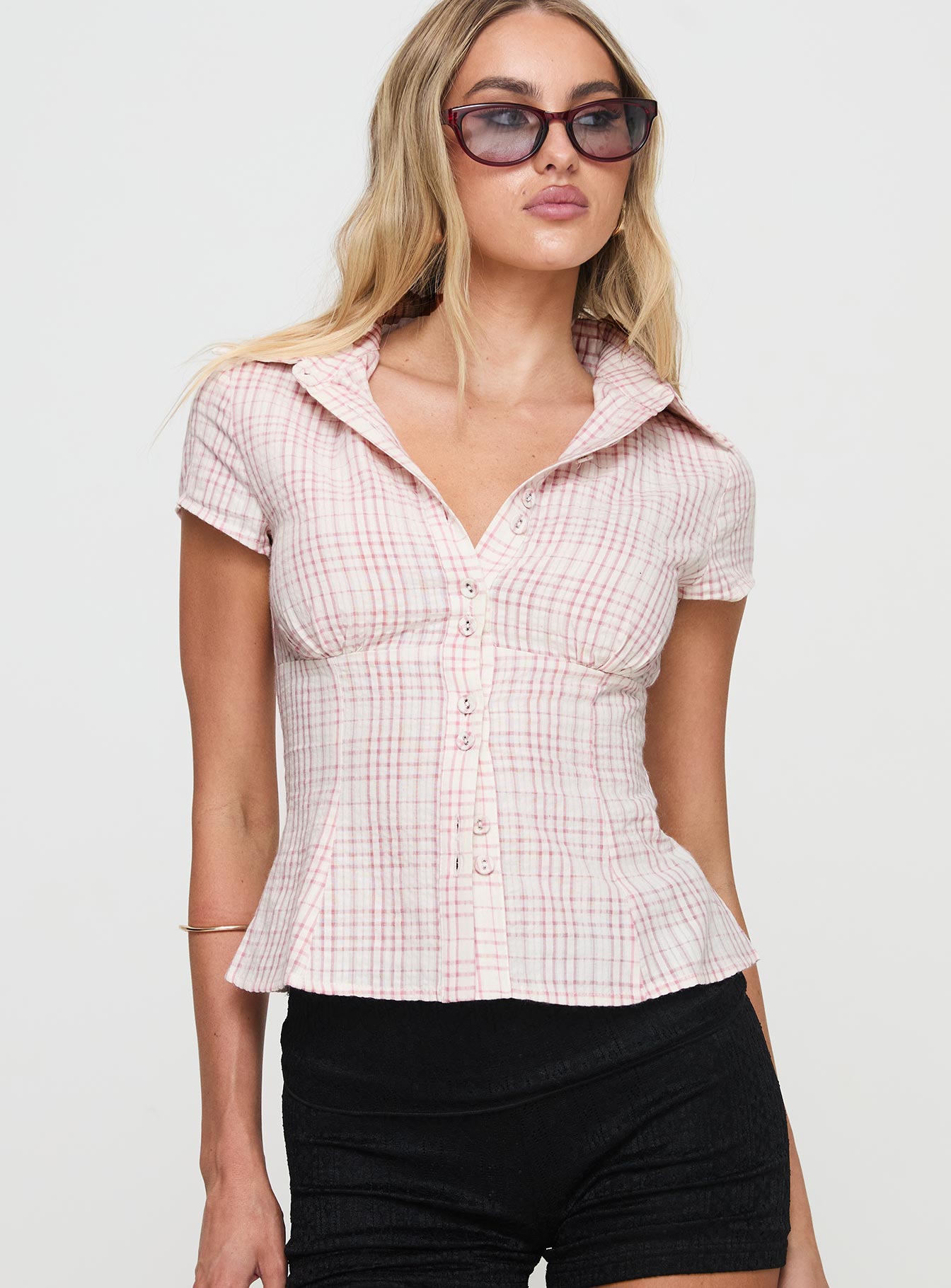 CHLOÉ | TOP A CUADROS ROSAS