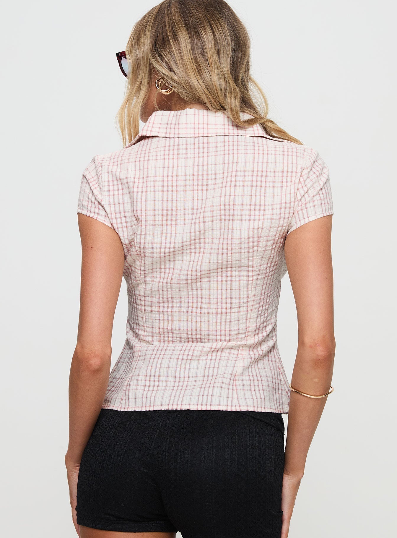 CHLOÉ | TOP A CUADROS ROSAS