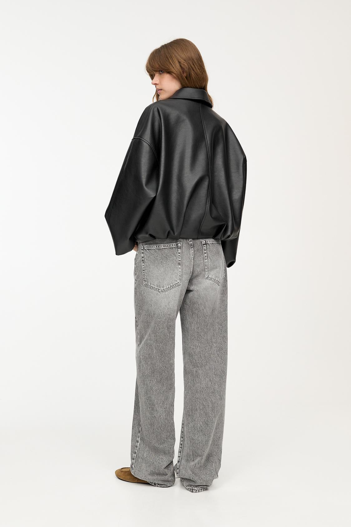 Chaqueta de Cuero Celeste