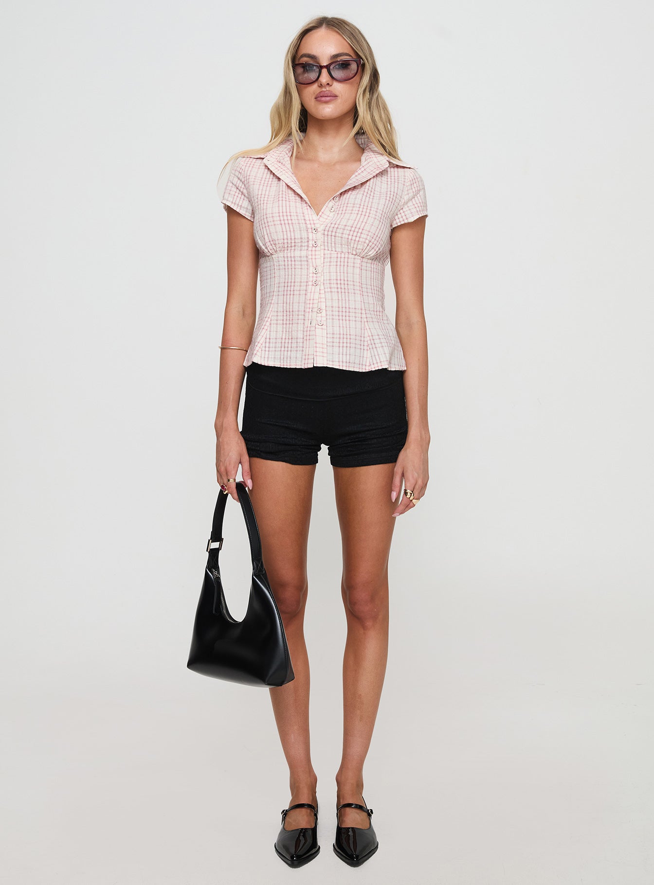 CHLOÉ | TOP A CUADROS ROSAS