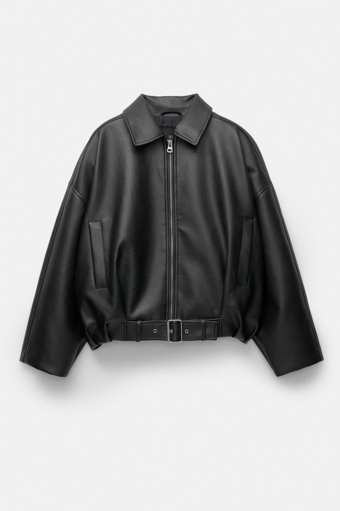 Chaqueta de Cuero Celeste