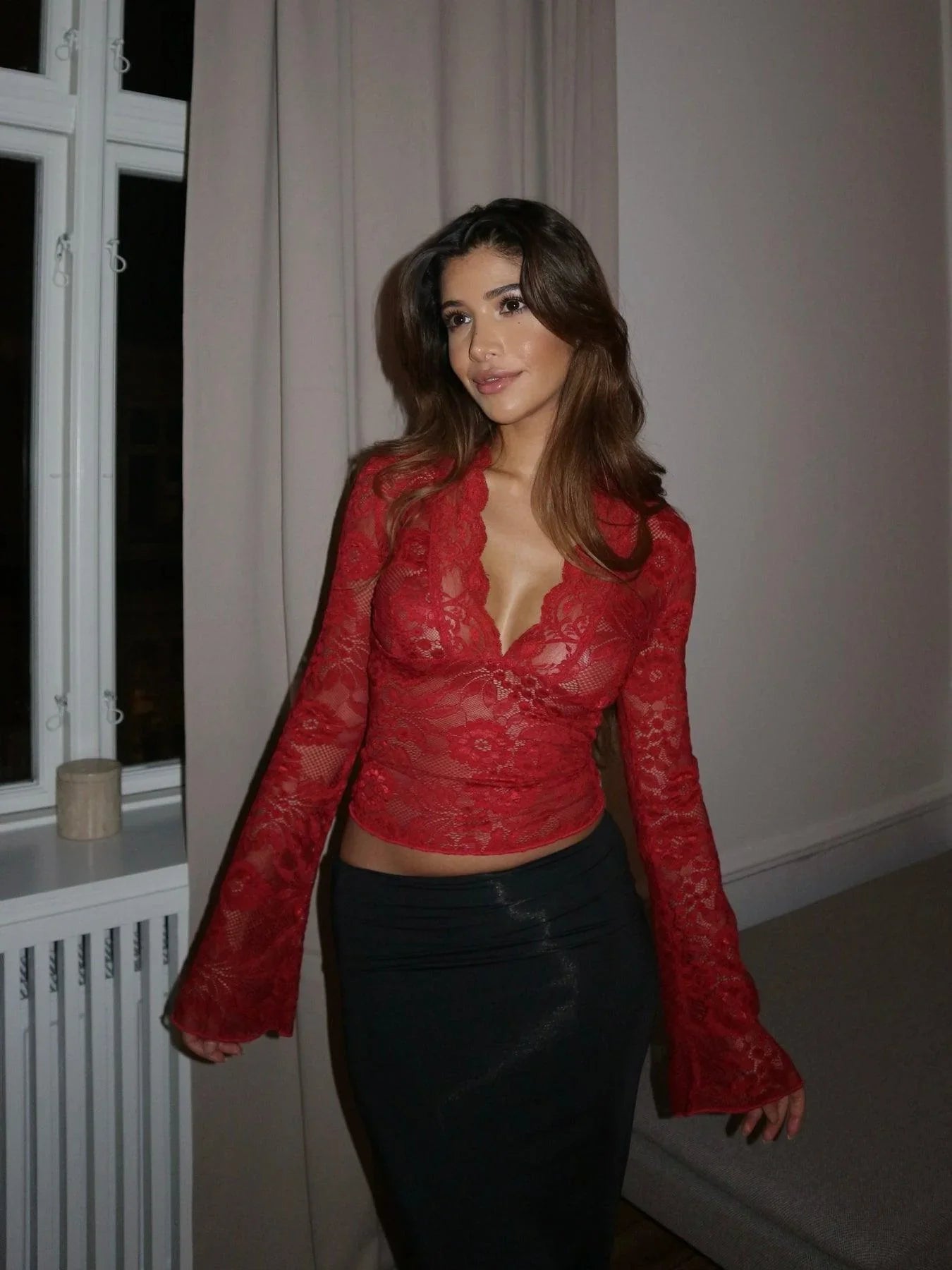 Florine - Top básico de encaje bonito
