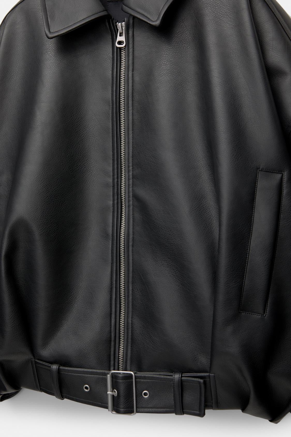 Chaqueta de Cuero Celeste