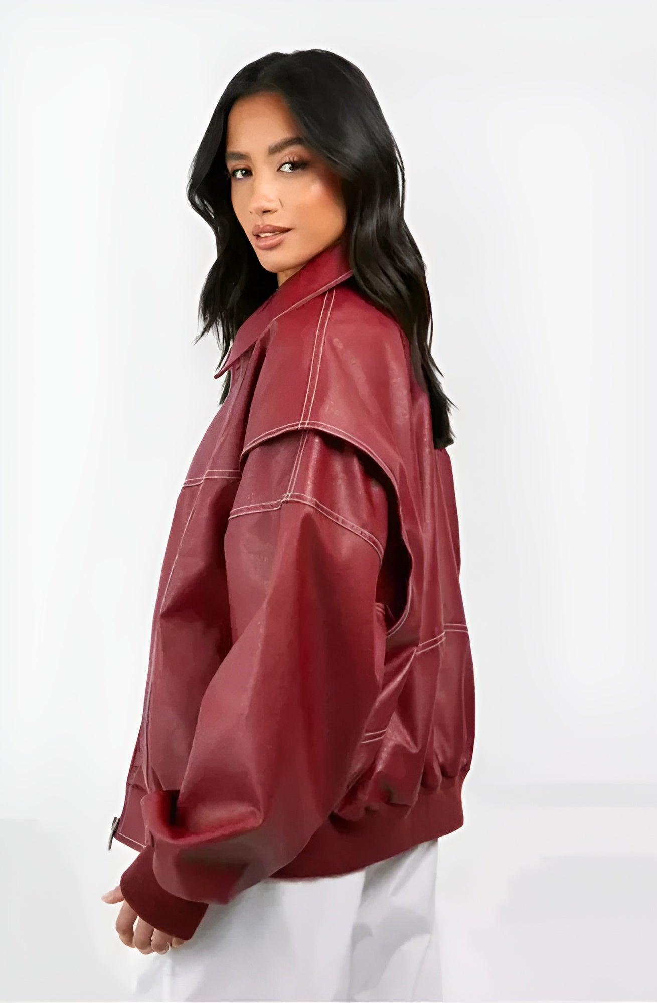 Sabrina – Chaqueta de cuero roja