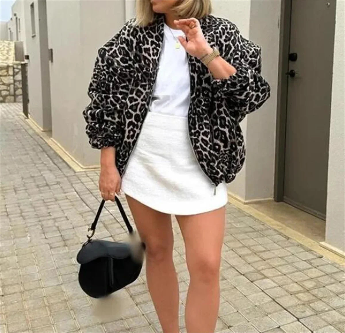 Leo | Chaqueta Bomber con Estampado de Leopardo