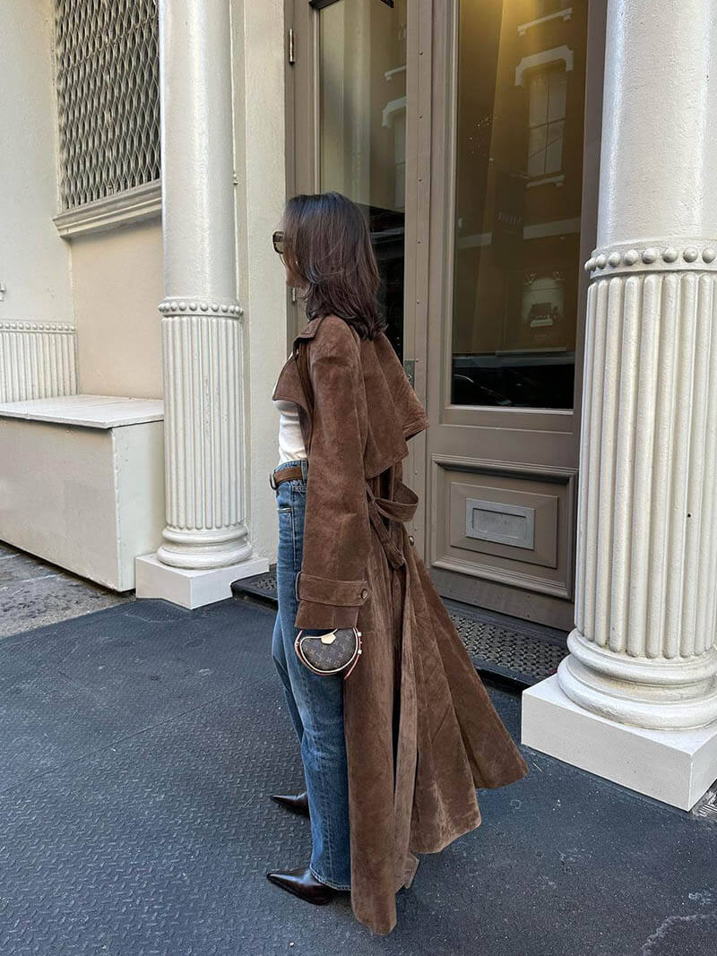 Abrigo Trench Largo de Ante para Mujeres - Sophie
