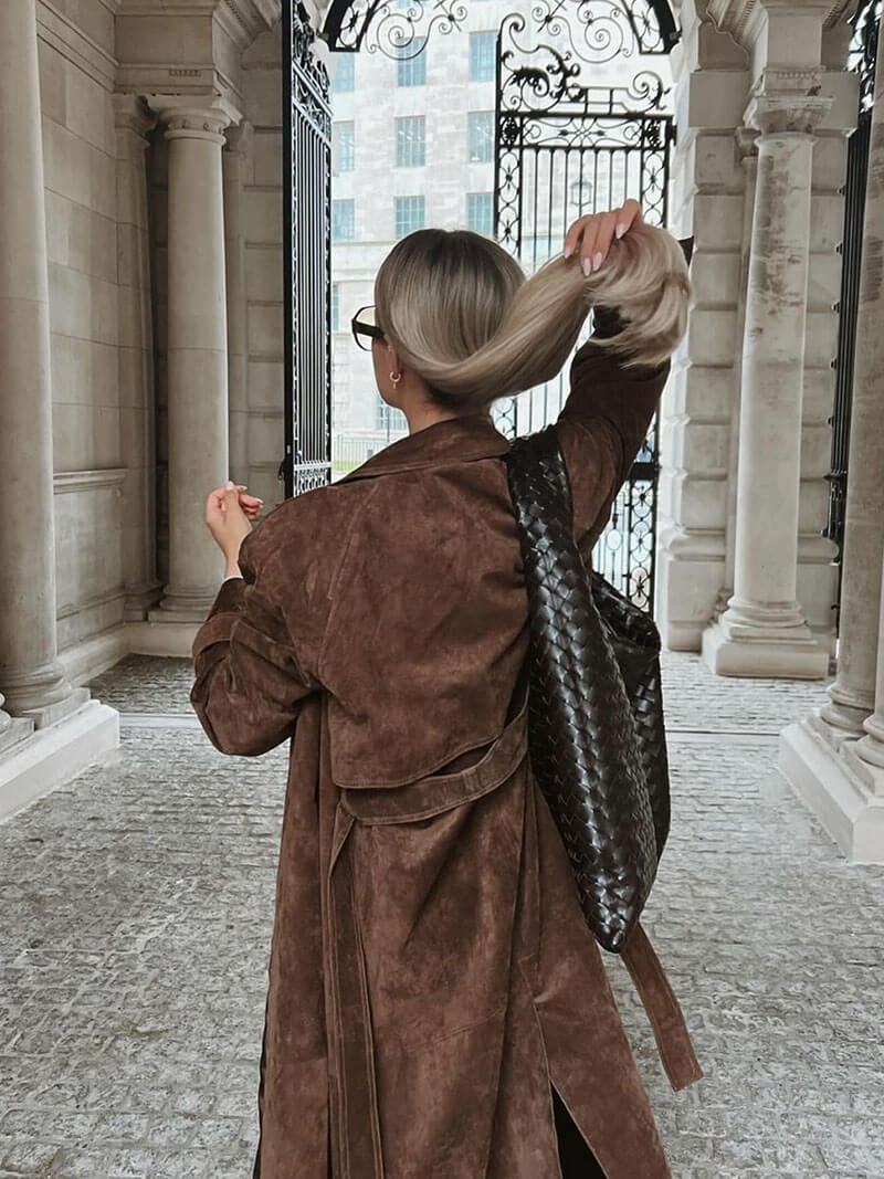 Abrigo Trench Largo de Ante para Mujeres - Sophie