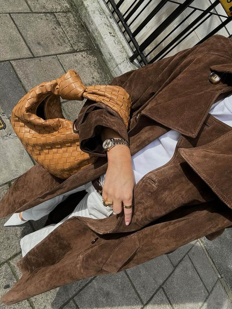 Abrigo Trench Largo de Ante para Mujeres - Sophie