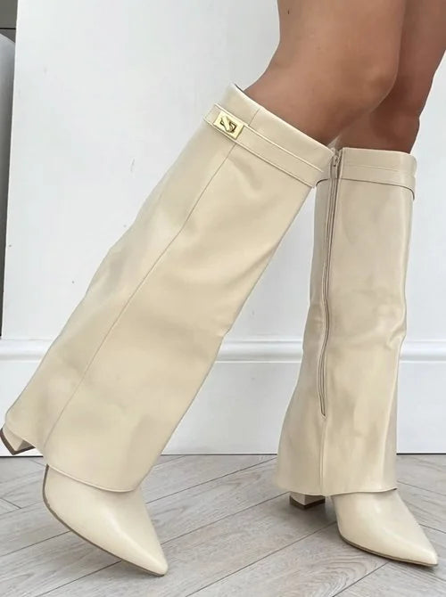 Champán - Botas Veganas Altas Brillantes