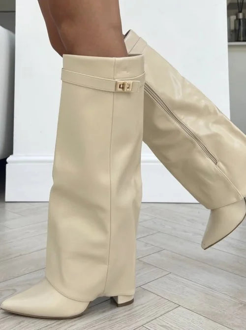 Champán - Botas Veganas Altas Brillantes