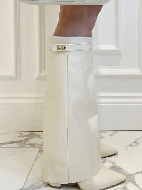 Champán - Botas Veganas Altas Brillantes