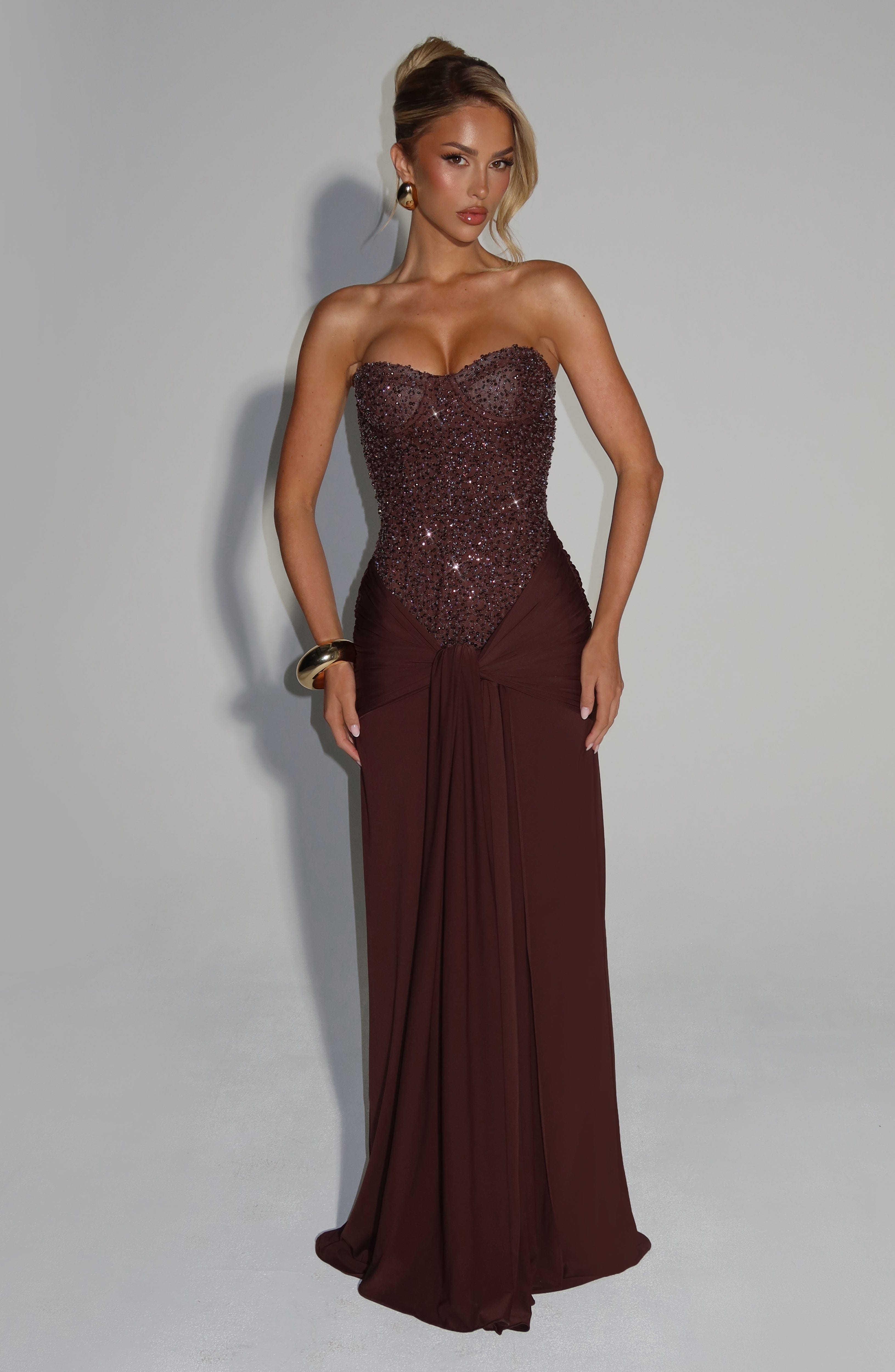 Robe Maxi Carina - Marrón Ciruela