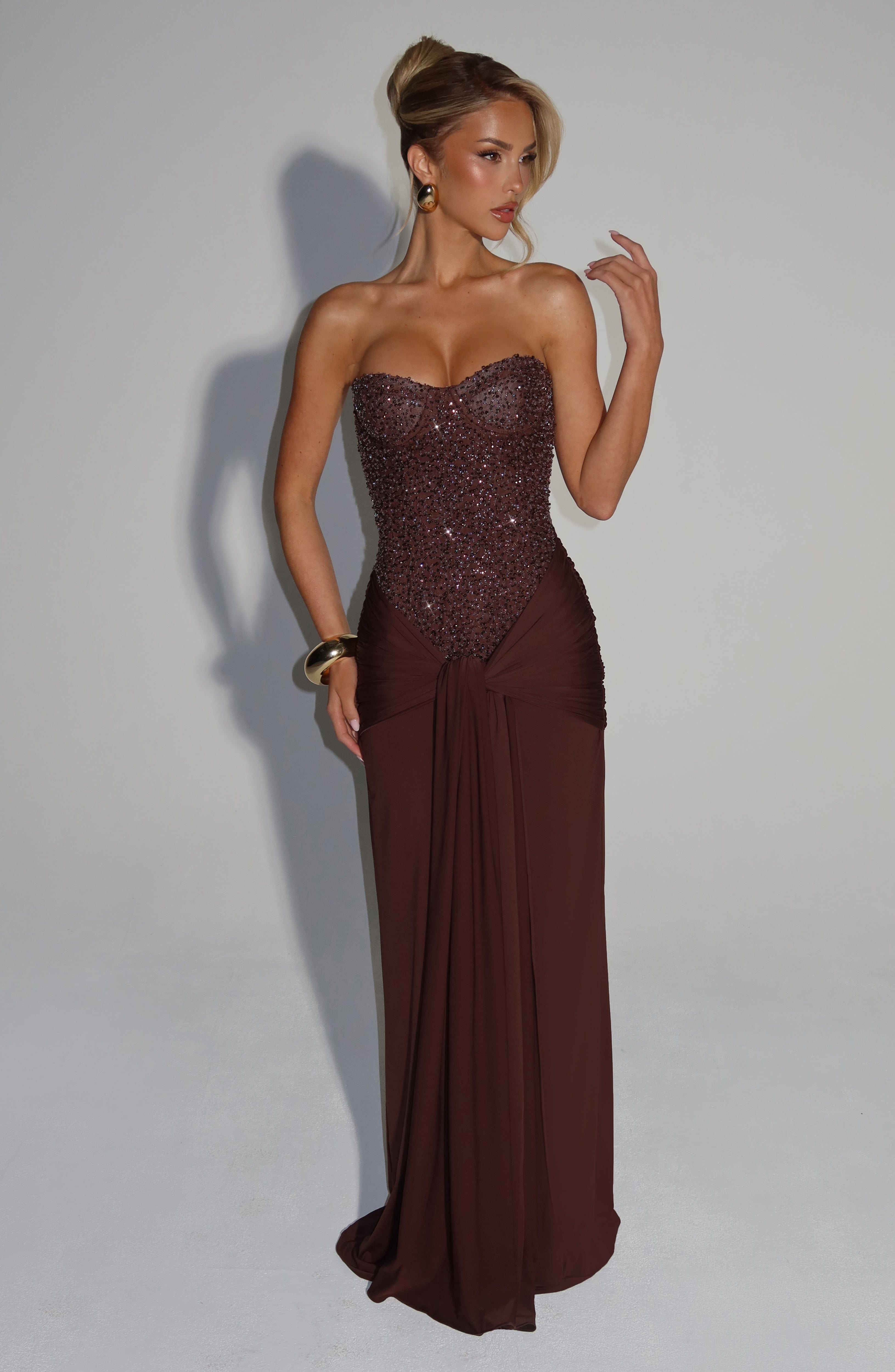 Robe Maxi Carina - Marrón Ciruela