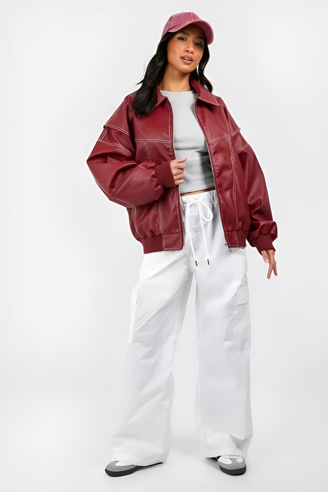 Sabrina – Chaqueta de cuero roja