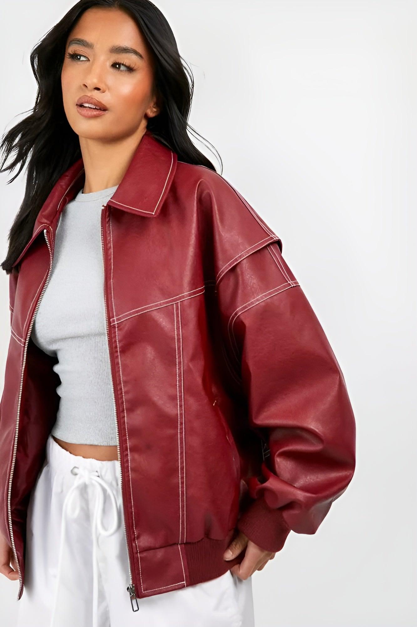 Sabrina – Chaqueta de cuero roja