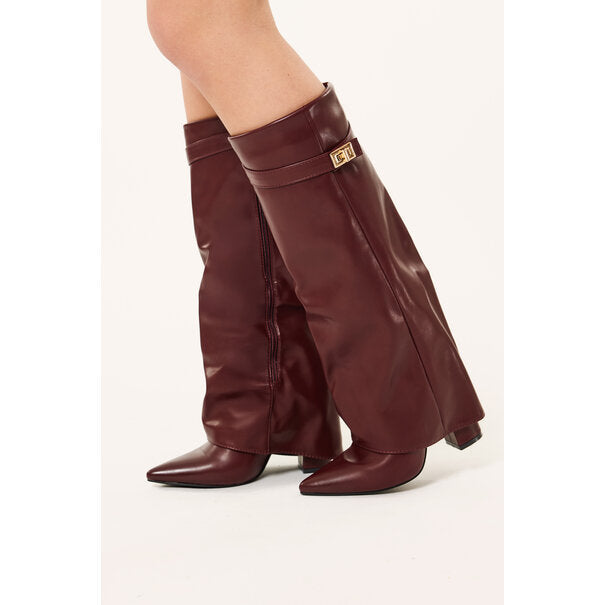 Bordeaux - Botas Veganas Brillantes Altas