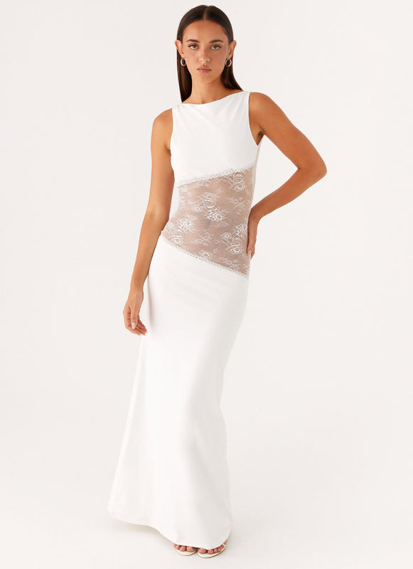 Noelia | Vestido Maxi Elegante con Espalda Desnuda y Detalles de Encaje