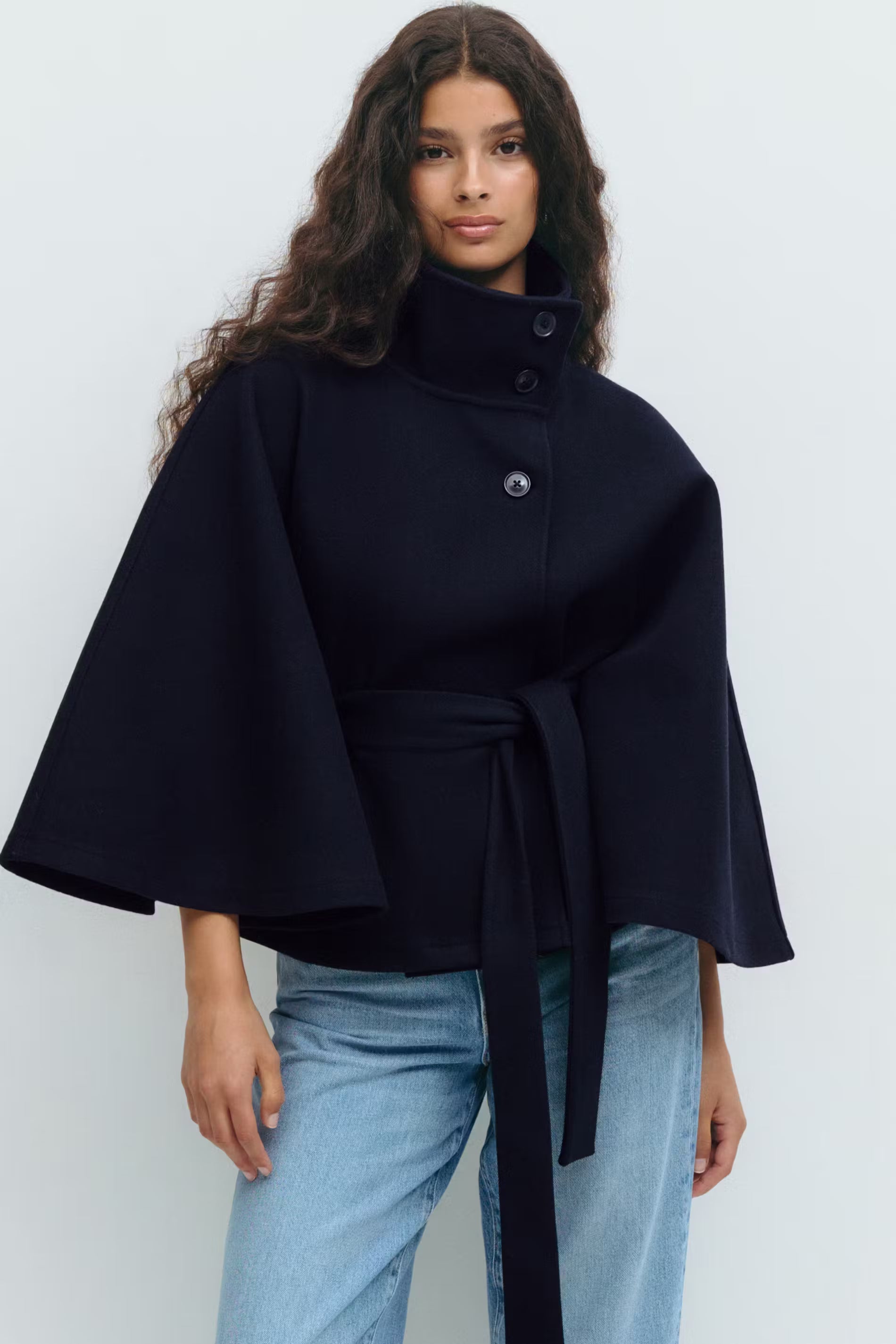 Loreza | Abrigo Elegante para Mujeres con Cinturón y Cuello Alto