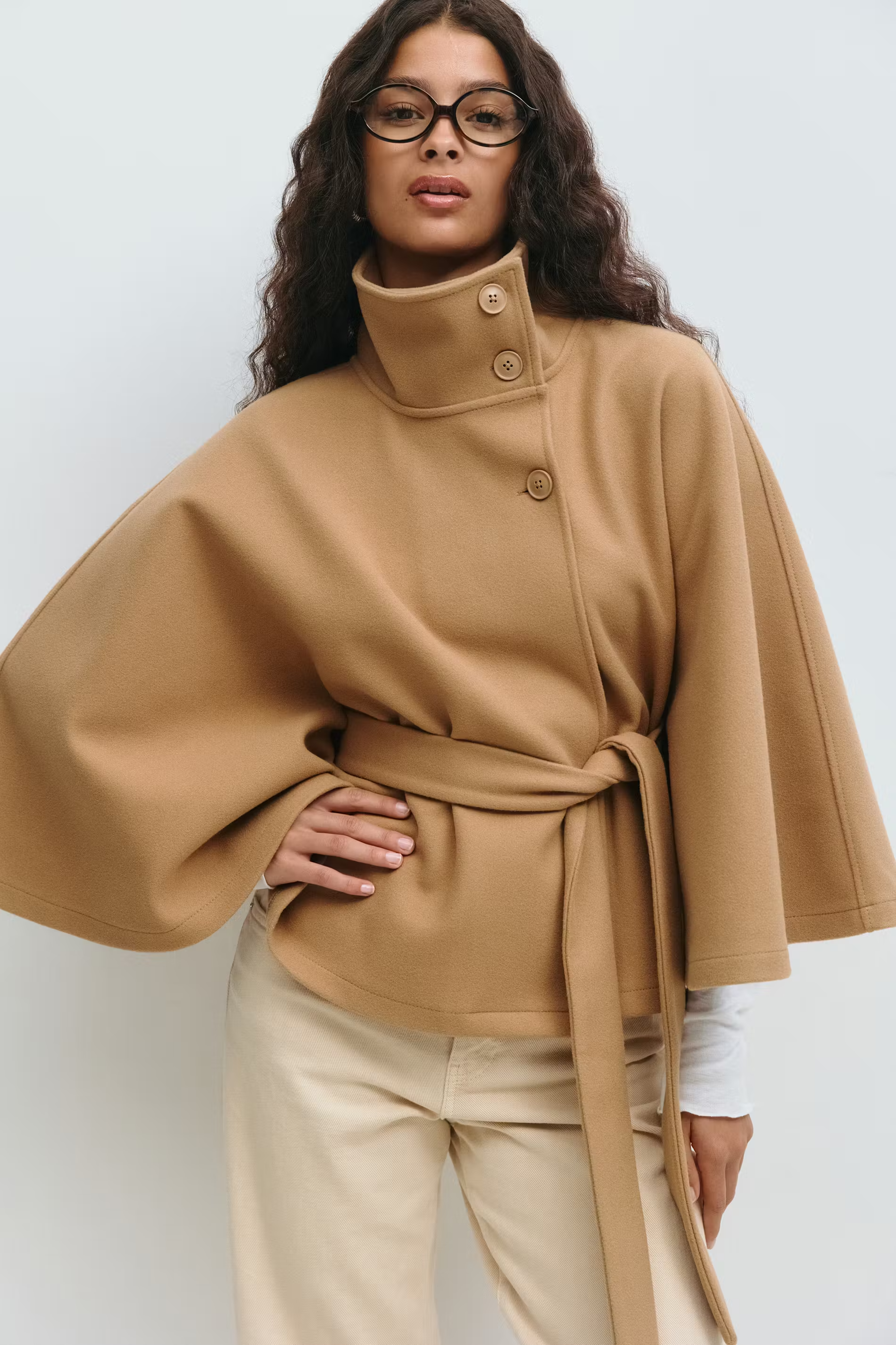 Loreza | Abrigo Elegante para Mujeres con Cinturón y Cuello Alto