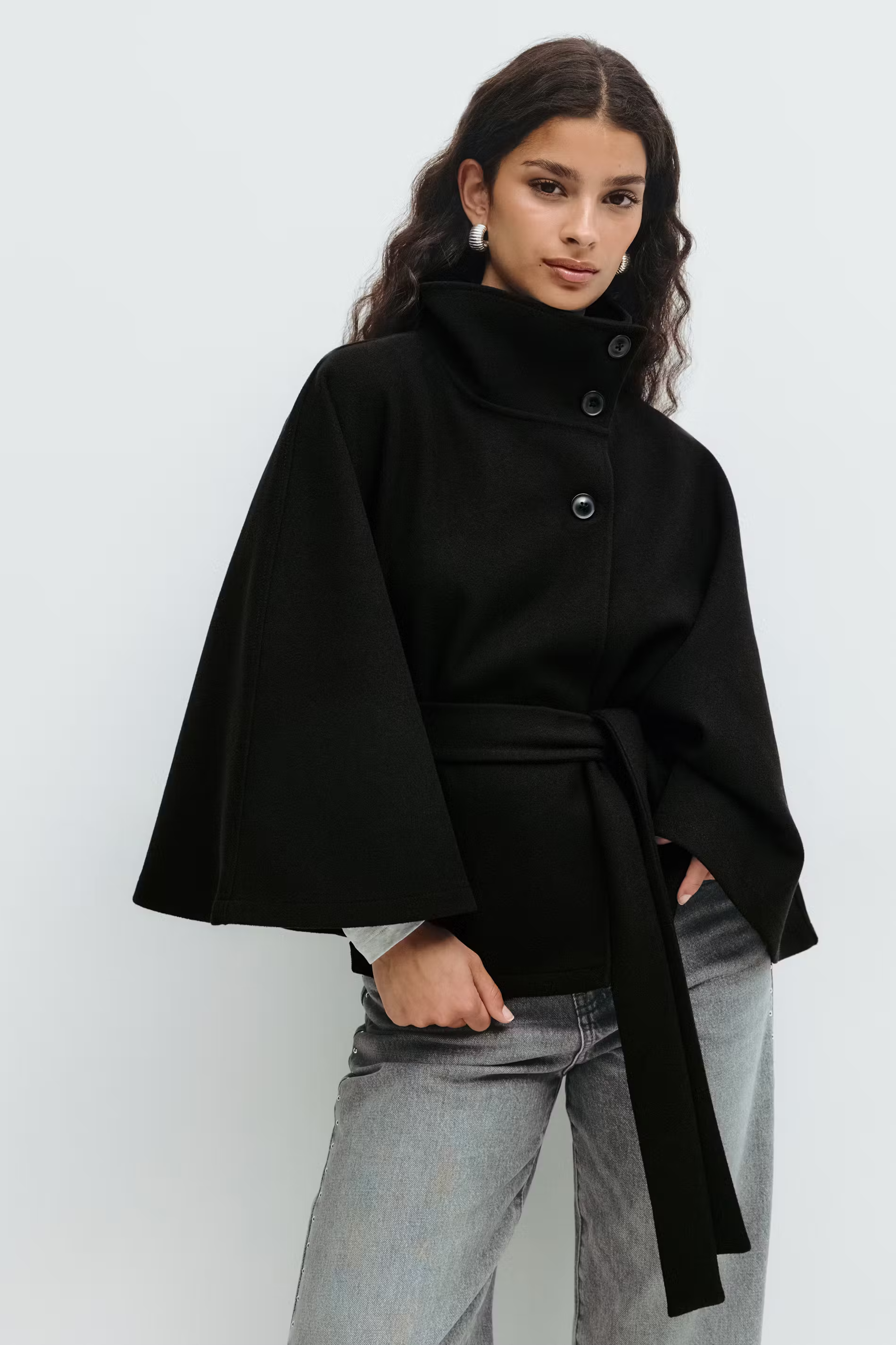 Loreza | Abrigo Elegante para Mujeres con Cinturón y Cuello Alto