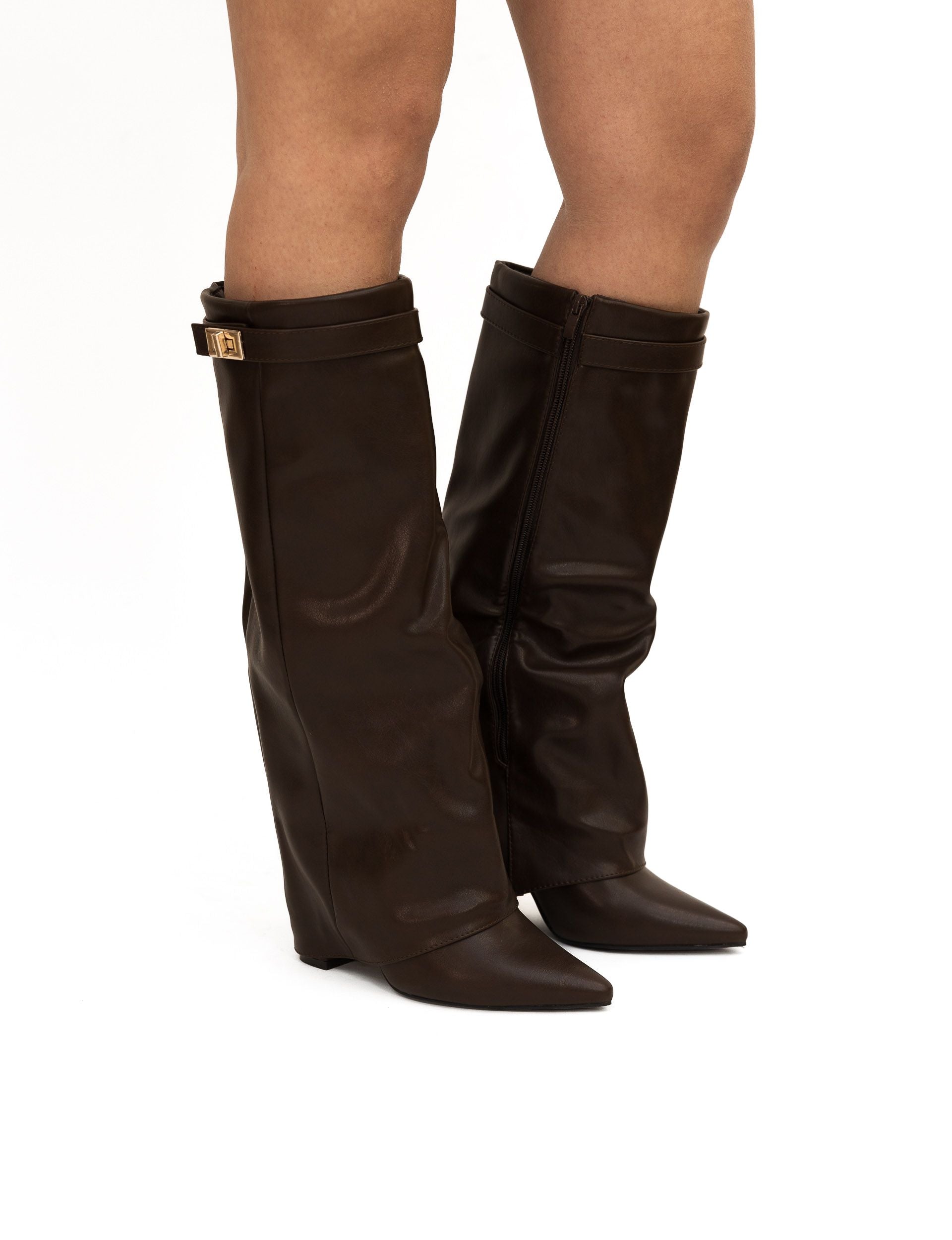 Castaña - Botas Veganas Altas Glansiga