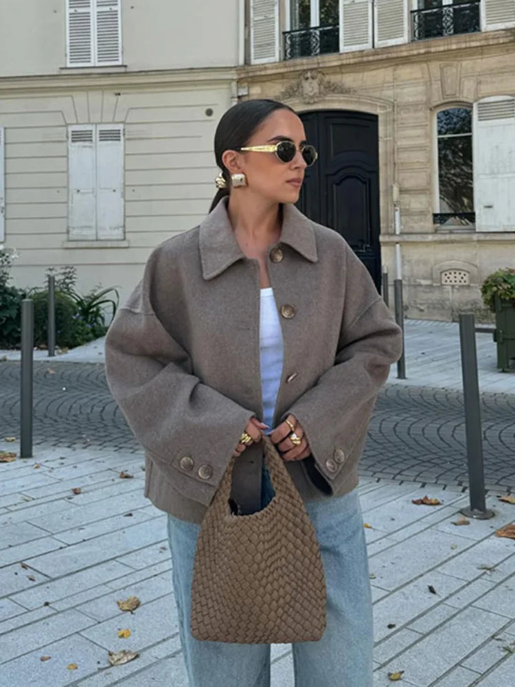 Hélené | Chaqueta Oversized para Mujer en Mezcla de Lana – Clásica y Cálida