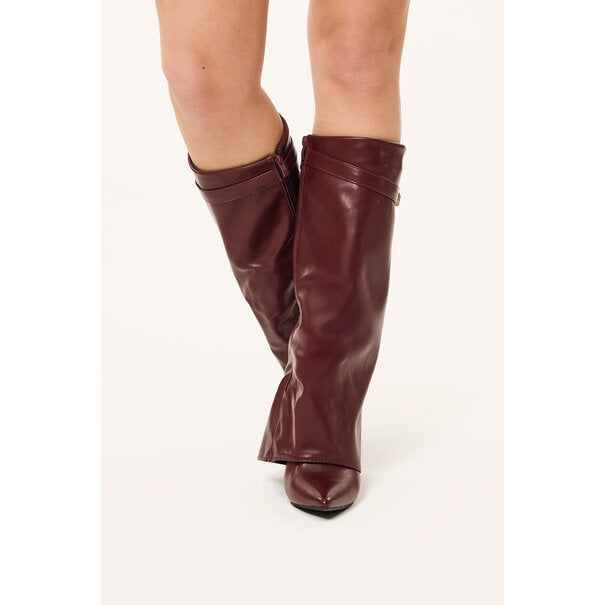 Burdeos - Botas Vegan Brillantes Altas