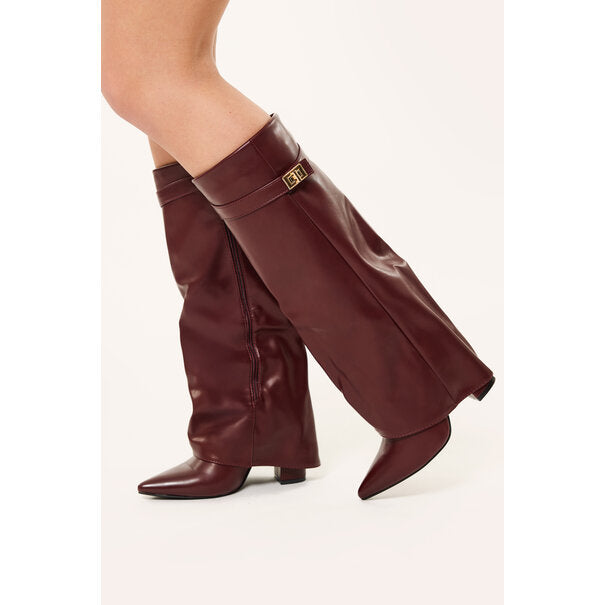 Bordeaux - Botas Veganas Brillantes Altas