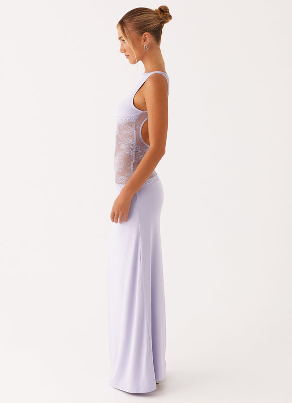 Noelia | Vestido Maxi Elegante con Espalda Desnuda y Detalles de Encaje
