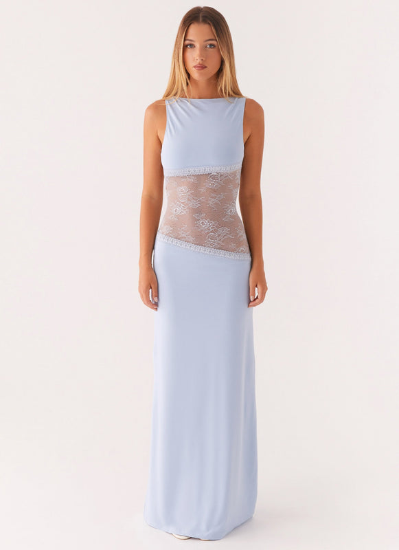 Noelia | Vestido Maxi Elegante con Espalda Desnuda y Detalles de Encaje