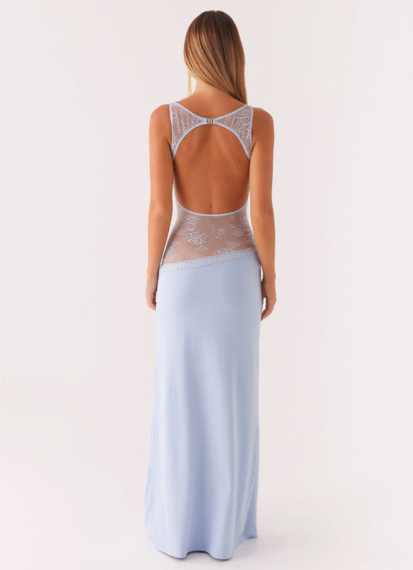 Noelia | Vestido Maxi Elegante con Espalda Desnuda y Detalles de Encaje