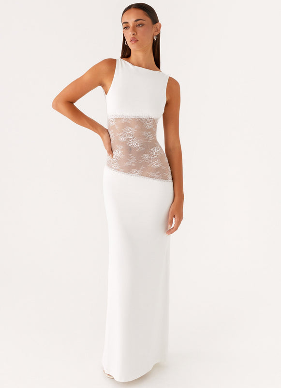 Noelia | Vestido Maxi Elegante con Espalda Desnuda y Detalles de Encaje