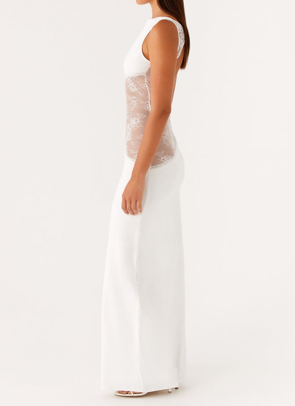 Noelia | Vestido Maxi Elegante con Espalda Desnuda y Detalles de Encaje