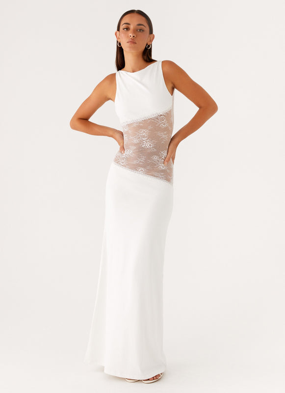 Noelia | Vestido Maxi Elegante con Espalda Desnuda y Detalles de Encaje